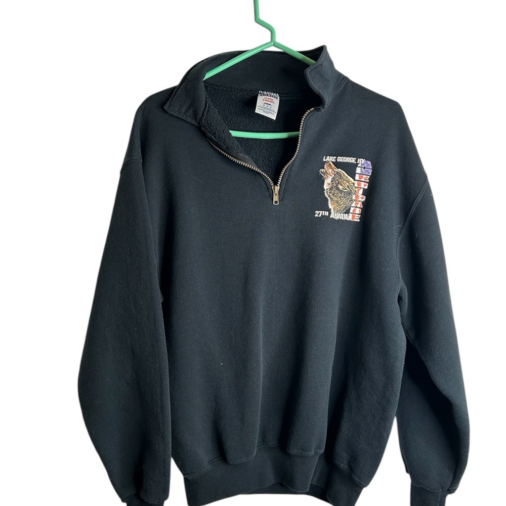 Men’s Medium 1/4 Zip Pullover Black  Americade 2009 Lake George Bike Rally 4948